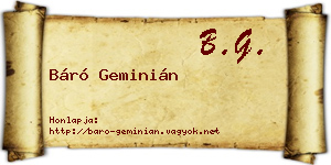 Báró Geminián névjegykártya